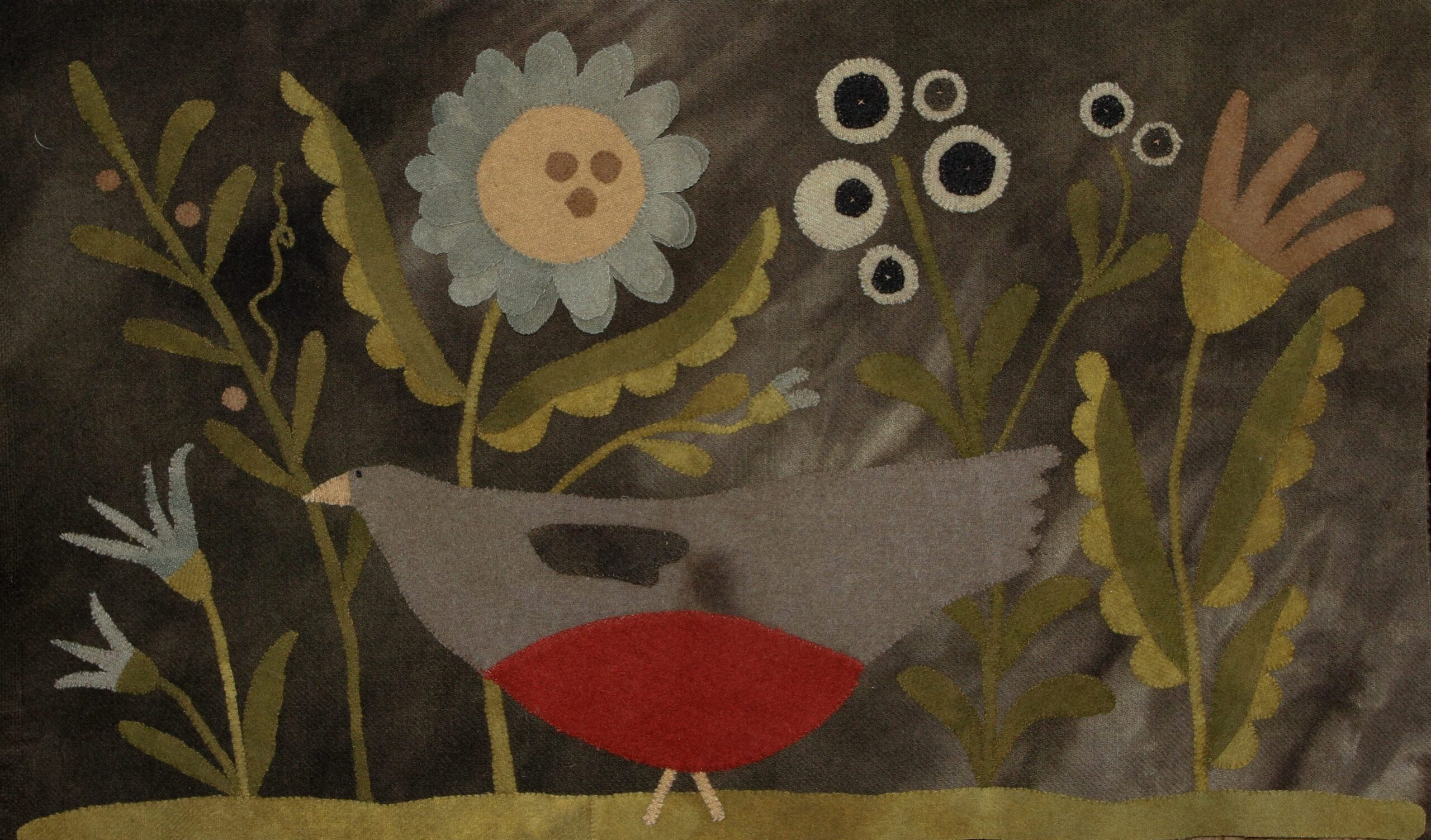 Two Birds in the Garden Wool Applique Pattern by Maggie Bonanomi