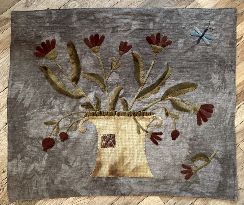 Garden in a Crock (Linen Background) Newly Released by Blackberry Primitives